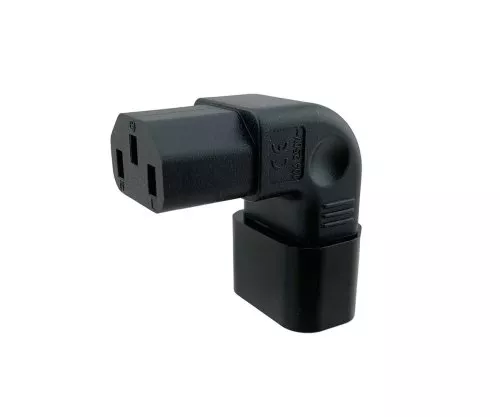 Power adapter C13 to C14 angled, YL-3212L-2 IEC 60320-C13/14 horizontal angled, top/bottom